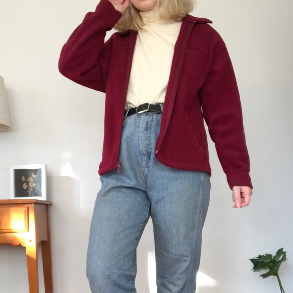 maroon fleece jacket - Picture 2 of 4